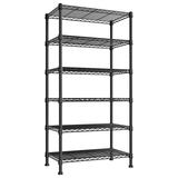 TiaGOC 6-tire Wire Shelving Rack Storage Shelves Metal Shelves for Storage Load 1000 LBS Heavy Duty Shelving Unit with Wire Shelf Adjustable Pantry Shelf Bathroom Kitchen Garage Black 24 Wx14 Dx71 H