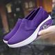 Women's Sneakers Slip-Ons Wedge Heels Plus Size Height Increasing Shoes Outdoor Daily Solid Color Flat Heel Round Toe Fashion Comfort Minimalism Walking Mesh Loafer Black White Purple