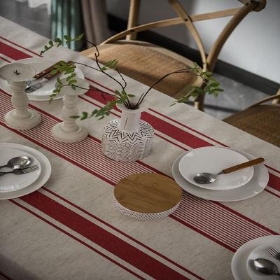 Tablecloth Linens Cotton Table Cloth Dustproof Striped Table Kitchen Garden Outcoor Restrant Rectangule