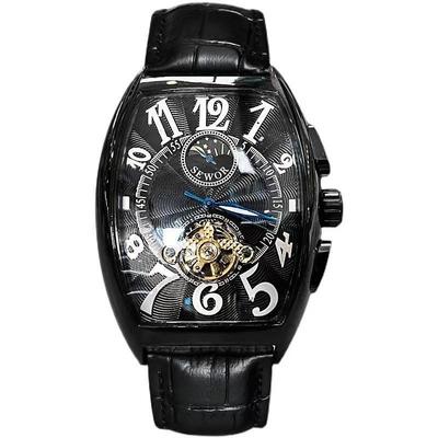 Men Mechanical Watch Luxury Large Dial Fashion Business Hollow Skeleton Automatic Self-winding Waterproof Leather Watch