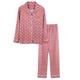 Women's Pajamas Sets Grid / Plaid Fashion Casual Soft Home Daily Bed Polyester Breathable Lapel Long Sleeve Shirt Pant Button Pocket Summer Fall Lotus Pink Black