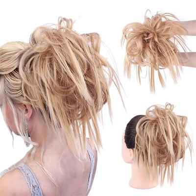 Tousled Updo Messy Bun Hairpiece Hair Extension Ponytail with Elastic Rubber Band Updo Ponytail Hairpiece Synthetic Hair Extensions Scrunchies Ponytail Hairpieces for Women