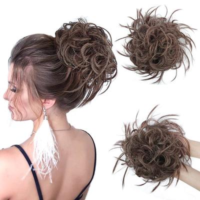Tousled Updo Messy Bun Hairpiece Hair Extension Ponytail with Elastic Rubber Band Updo Ponytail Hairpiece Synthetic Hair Extensions Scrunchies Ponytail Hairpieces for Women