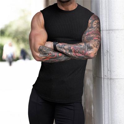 Men's Tank Top Vest Top Undershirt Sleeveless Shirt Sleeveless Crew Neck Summer Plain Pit Strip Fashion Streetwear Muscle Knitting Sports Outdoor Athleisure Gym Black White Navy Blue Top Tee for Men