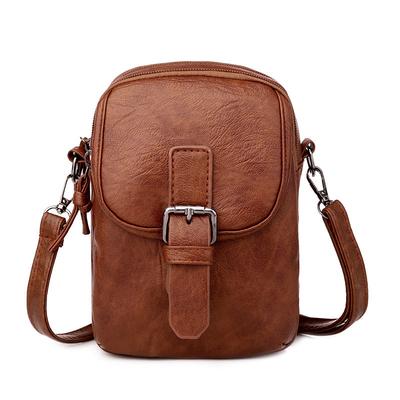 Women's Crossbody Bag Shoulder Bag Mobile Phone Bag PU Leather Outdoor Daily Holiday Zipper Large Capacity Lightweight Solid Color Black Brown