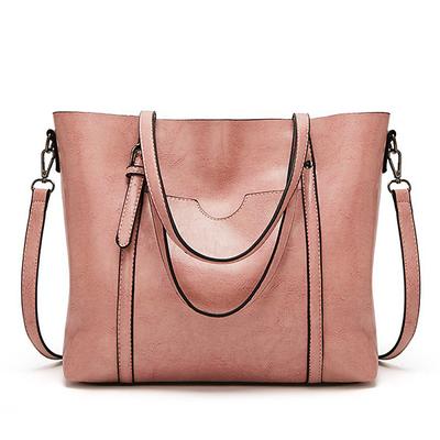Women's Tote Shoulder Bag Shoulder Strap Tote Top Handle Bag PU Leather Daily Zipper Solid Color Wine Black Pink