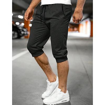 Men's Sweatpants Joggers Capri Pants Drawstring Elastic Waist Plain Comfort Breathable Outdoor Daily Going out Fashion Casual Black Light Grey