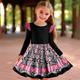 Carnival Girls' 3D Floral Ruffle Dress Pink Long Sleeve 3D Print Spring Fall Sports Outdoor Daily Holiday Cute Casual Beautiful Kids 3-12 Years Casual Dress A Line Dress Above Knee Polyester