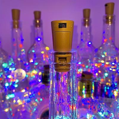 ElegantWeddingReceptionParty 1/2/6/10pcs Wine Bottle String Lights 2m 20LEDs with Cork Warm White White Multi Color Red Blue Waterproof Christmas Wedding Decoration Batteries Powered