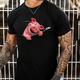 Mens Graphic Shirt Pig Cartoon 3D For Birthday Green Winter Cotton Animal Prints Black Pink Navy Blue Tee Blend Casual Short Sleeve