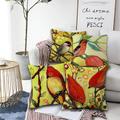 4 pcs Linen Pillow Cover, Floral FloralPlants Rustic Square Traditional Classic Cotton / Faux Linen Home Sofa Decorative Outdoor Cushion for Sofa Couch Bed Chair