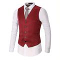 Men's Vest Waistcoat Wedding Office Career Daily Wear Going out Business Traditional / Classic Spring Fall Button Pocket Polyester 95% Cotton Outdoor Comfortable Wedding Pure Color Single Breasted