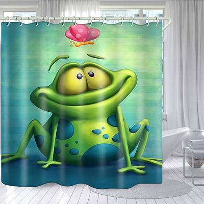 Frog Series Digital Printing Shower Curtain Hook Polyester Modern New Bathroom Shower Curtain Design 70 Inch