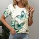 Women's T shirt Tee Butterfly Holiday Weekend Blue Purple Green Print Short Sleeve Basic Round Neck Regular Fit