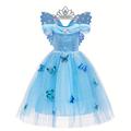 Frozen Princess Elsa Flower Girl Dress Theme Party Costume Tulle Dresses Girls' Movie Cosplay Cosplay Halloween Blue 1 Blue Sky Blue Halloween Carnival Masquerade Wedding Wedding Guest Dress