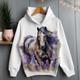 Girls' 3D Floral Horse Hoodie Pullover Long Sleeve 3D Print Spring Fall Active Fashion Cute Polyester Kids 3-12 Years Hooded Outdoor Casual Daily Regular Fit