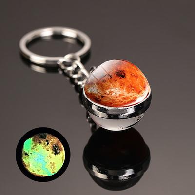 Moon Keychain Solar System Planet Keyrings Galaxy Nebula Space Keychain Earth Sun Mars Jupiter Saturn Picture Double Side Glass Ball Key Chain