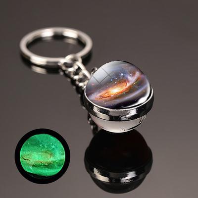 Moon Keychain Solar System Planet Keyrings Galaxy Nebula Space Keychain Earth Sun Mars Jupiter Saturn Picture Double Side Glass Ball Key Chain