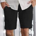 Men's Shorts Linen Shorts Summer Shorts Beach Shorts Pocket Plain Comfort Breathable Outdoor Daily Going out Linen / Cotton Blend Fashion Streetwear Black Blue