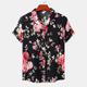 Men's Shirt Summer Hawaiian Shirt Button Up Shirt Summer Shirt Casual Shirt Light Pink Black White Light Green Pink Short Sleeve Graphic Flower / Plants Turndown Daily Vacation Print Clothing Apparel