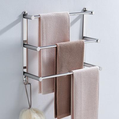 Wall Mounted Towel Rack with Hooks,Stainless Steel 3-TierTowel Bar Storage Shelf for Bathroom 30cm~70cm Towel Holder Towel Rail Towel Hanger