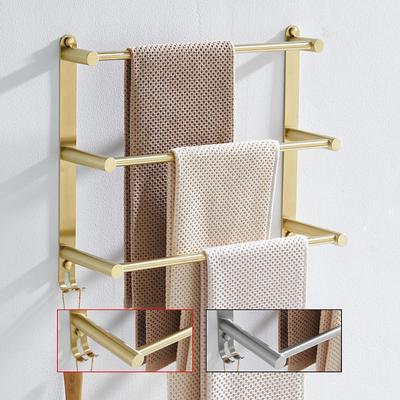 Wall Mounted Towel Rack with Hooks,Stainless Steel 3-TierTowel Bar Storage Shelf for Bathroom 30cm~70cm Towel Holder Towel Rail Towel Hanger