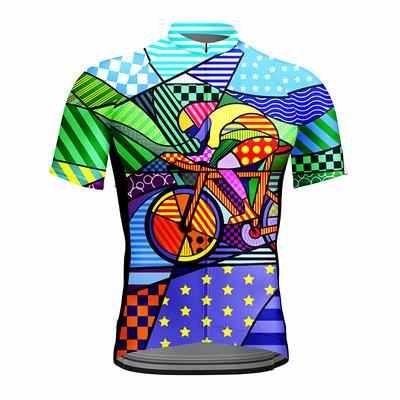 21Grams Men's Short Sleeve Cycling Jersey Summer Spandex Polyester Purple Sky Blue Stars Bike Top Mountain Bike MTB Road Bike LGBT Cycling Breathable Quick Dry Moisture Wicking Sports Clothing