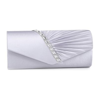Women's Clutch Bags Satin Party / Evening Bridal Shower Wedding Party Buttons Plain Silver Black White