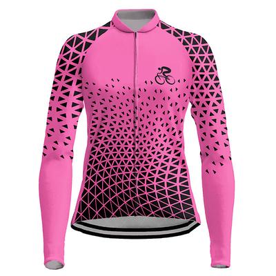 21Grams Women's Cycling Jersey Long Sleeve Bike Top with 3 Rear Pockets Mountain Bike MTB Road Bike Cycling Breathable Quick Dry Moisture Wicking Reflective Strips Violet Dark Pink Yellow Graphic