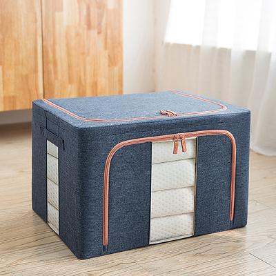 Large Window Quilt Storage Box, Clothes Storage Box, Cotton Linen Finishing Box, Folding Steel Frame Storage Box, Thickened Closet Storage Box