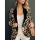 Women's Blazer Office Print Flower Breathable Fashion Regular Fit Outerwear Long Sleeve Spring Black S