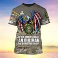 Veterans Day Mens Graphic Shirt Tee National Flag Crew Neck Clothing Apparel 3D Print Outdoor Daily Short Sleeve Fashion Designer Vintage U.S. Air Force Grey