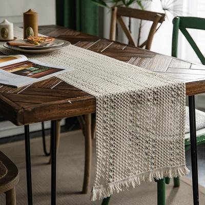 Farmhouse Table Runner Vintage Table Runner Cotton Linen Table Decorations for Dining Party Holiday