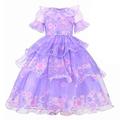 Encanto Fairytale Princess Isabela Madrigal Flower Girl Dress Theme Party Costume Tulle Dresses Girls' Movie Cosplay Rosy Pink Blue Fuchsia Dress Halloween Carnival Masquerade World Book Day Costumes