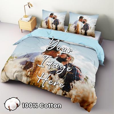 100% Natural Cotton Customised Printed Bedding Set Personalized Gift Duvet Cover Set Bedding Set for a Romantic Bedroom