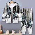 Boys 3D Dinosaur Hoodie Pants Set Long Sleeve 3D Printing Fall Winter Active Fashion Cool Polyester Kids 3-12 Years Outdoor Street Vacation Regular Fit