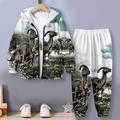 Boys 3D Dinosaur Hoodie Pants Set Long Sleeve 3D Printing Fall Winter Active Fashion Cool Polyester Kids 3-12 Years Outdoor Street Vacation Regular Fit