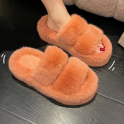 Fuzzy Memory Foam Slippers Cozy Plush Home Slippers Fluffy Furry Open Toe House Shoes Indoor Outdoor Slide Slipper