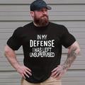 In My Defense I Was Left Unsupervised Tee Men's Graphic Cotton T Shirt Sports Classic Shirt Short Sleeve Tee Sports Outdoor Holiday Summer Fashion Designer Clothing