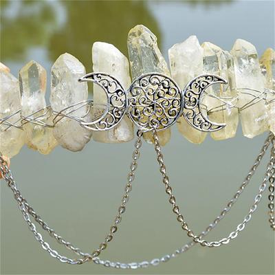 Natural Crystal Electroplated Black Electroplated Colorful White Wicca Witch Accessories Chain Crown Hair Band