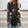 Women's Tunic T shirt Dress Tunic Shirts Polka Dot Striped Abstract Home Daily Patchwork Print Black Long Sleeve Tunic Chinoiserie Round Neck Fall Winter