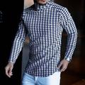 Men's T shirt Tee Turtleneck shirt Long Sleeve Shirt Plaid Houndstooth Rolled collar Casual Holiday Long Sleeve Clothing Apparel Lightweight Muscle Slim Fit Essential