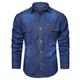 Men's Shirt Jeans Shirt Button Up Shirt Summer Shirt Denim Shirt Blue Light Blue Long Sleeve Plain Turndown Street Casual Button-Down Clothing Apparel Cotton Denim Fashion Classic Comfortable