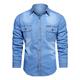 Men's Shirt Jeans Shirt Button Up Shirt Summer Shirt Denim Shirt Blue Light Blue Long Sleeve Plain Turndown Street Casual Button-Down Clothing Apparel Cotton Denim Fashion Classic Comfortable