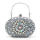 Women's Clutch Evening Bag Wristlet Dome Bag Clutch Bags PU Leather for Evening Bridal Wedding Party with Rhinestone Chain Large Capacity Lightweight in Silver Light Blue Rose Gold