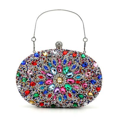Women's Luxury Blue Crystal Evening Clutch – Rhinestone Handbag with Handle for Weddings, Parties, and Formal Events