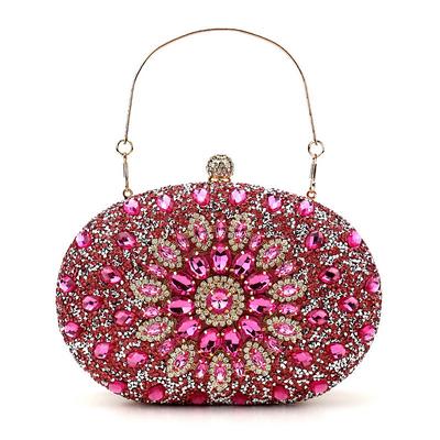 Women's Clutch Evening Bag Wristlet Dome Bag Clutch Bags PU Leather for Evening Bridal Wedding Party with Rhinestone Chain Large Capacity Lightweight in Silver Light Blue Rose Gold