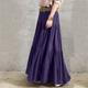 Women's Skirt Swing Long Skirt Maxi Skirts Ruched Ruffle Solid Colored Street Daily Spring Summer Cotton Linen Fashion Casual Black Wine Purple Brown