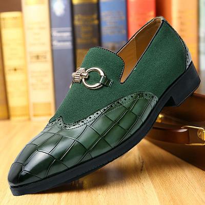 Men's Loafers Slip-Ons Brogue Suede Shoes Dress Shoes Business Casual Daily Office Career St. Patrick's Day Suede PU Breathable Comfortable Loafer Black Green Color Block Spring Fall