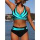 Women's Swimwear Bikini 2 Piece Normal Swimsuit Halter 2 Piece Sexy High Waisted Striped V Wire Vacation Beach Wear Bathing Suits